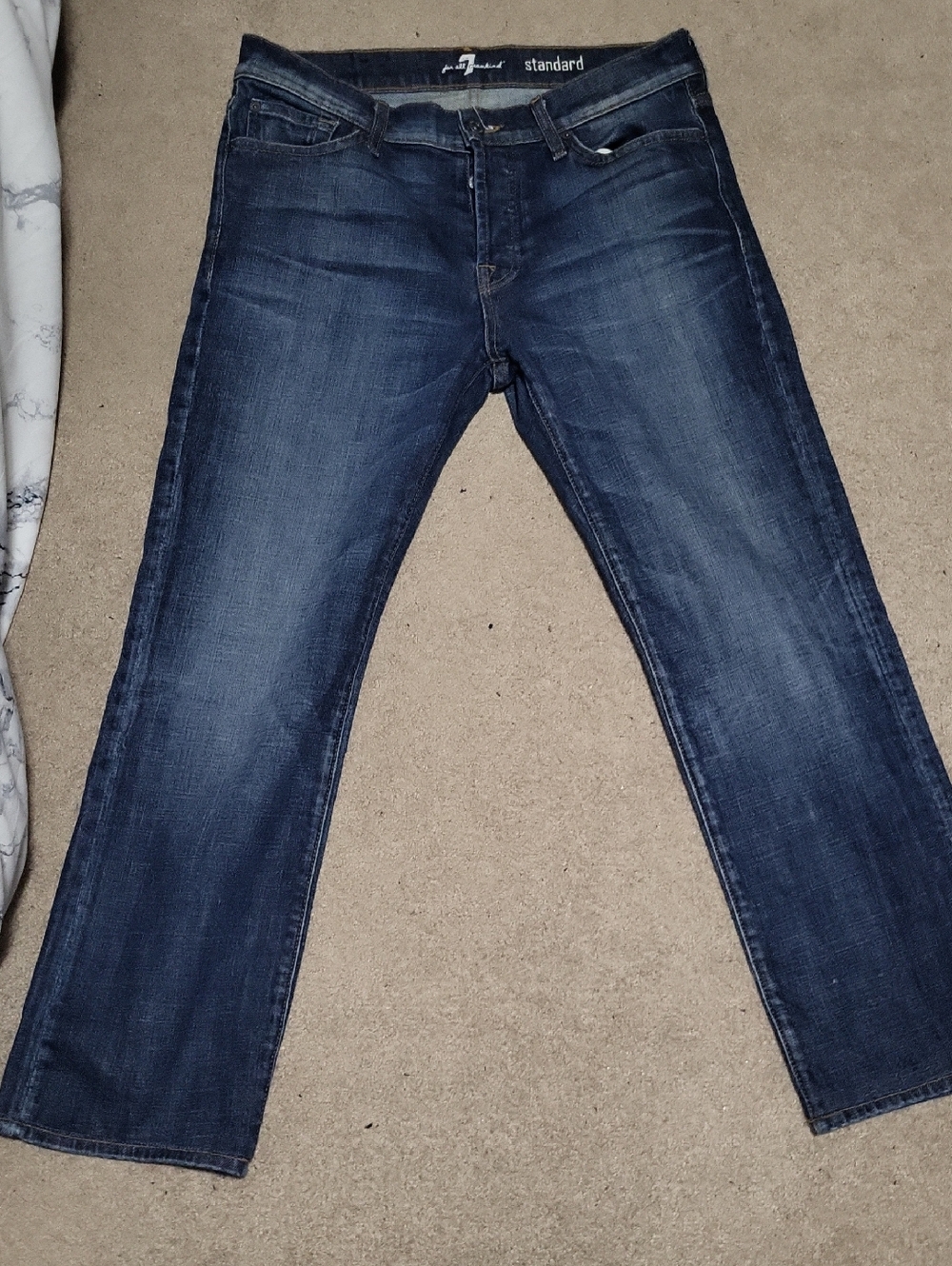 7 For All Mankind Men’s Standard Straight Jeans - Dark Blue
